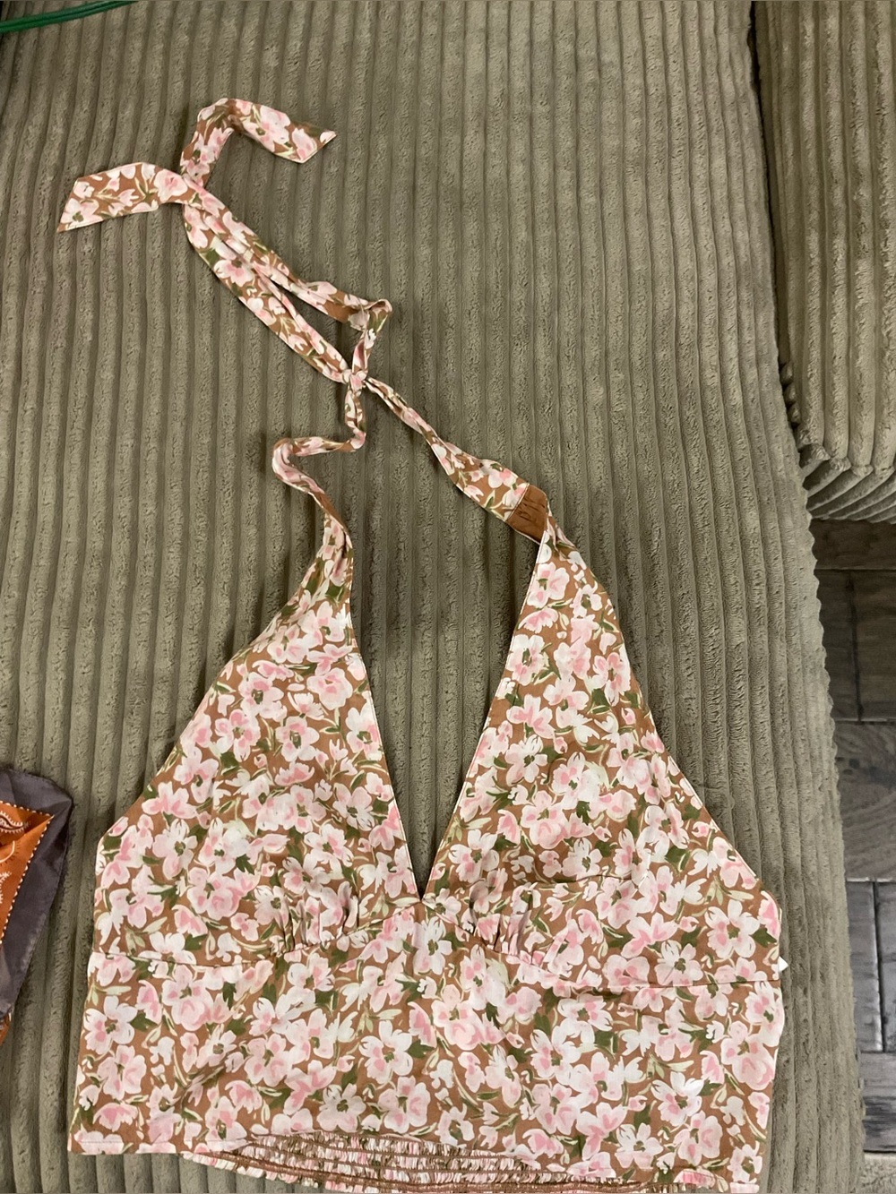 Abound Floral Halter Crop Top - Pink Floral